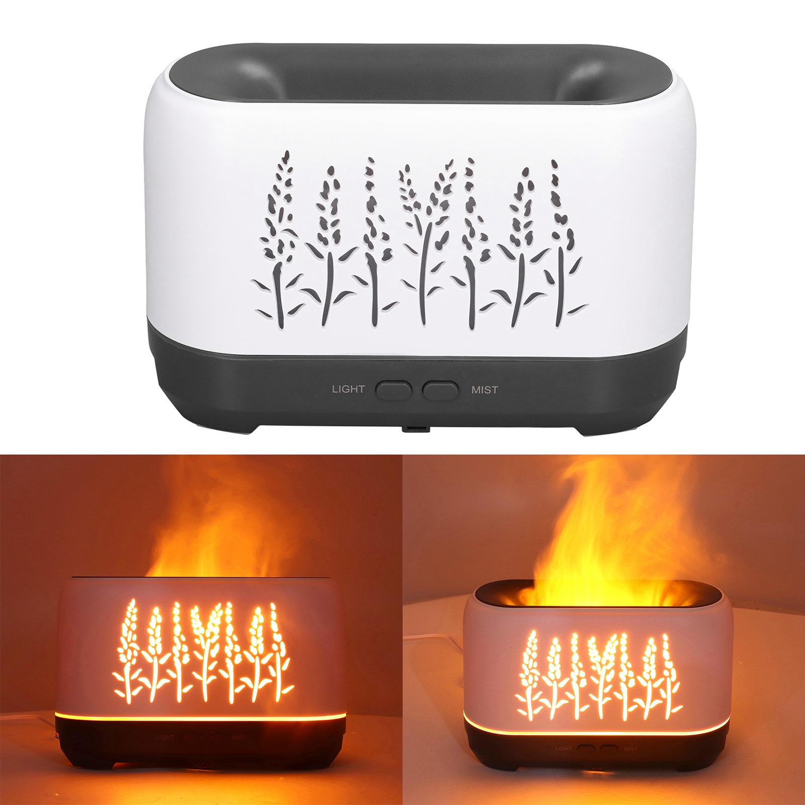 200-ml-aromatherapie-luftbefeuchter Mit Hohlflamme, Ambientebeleuchtung, Usb-anschluss, Weiß