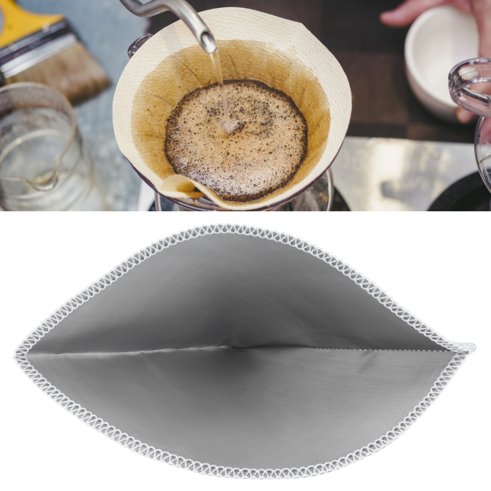 Wiederverwendbarer Kaffeefilter Für Langsames Brühen, Edelstahl, Kegelförmig, Für 1 Bis 2 Tassen.