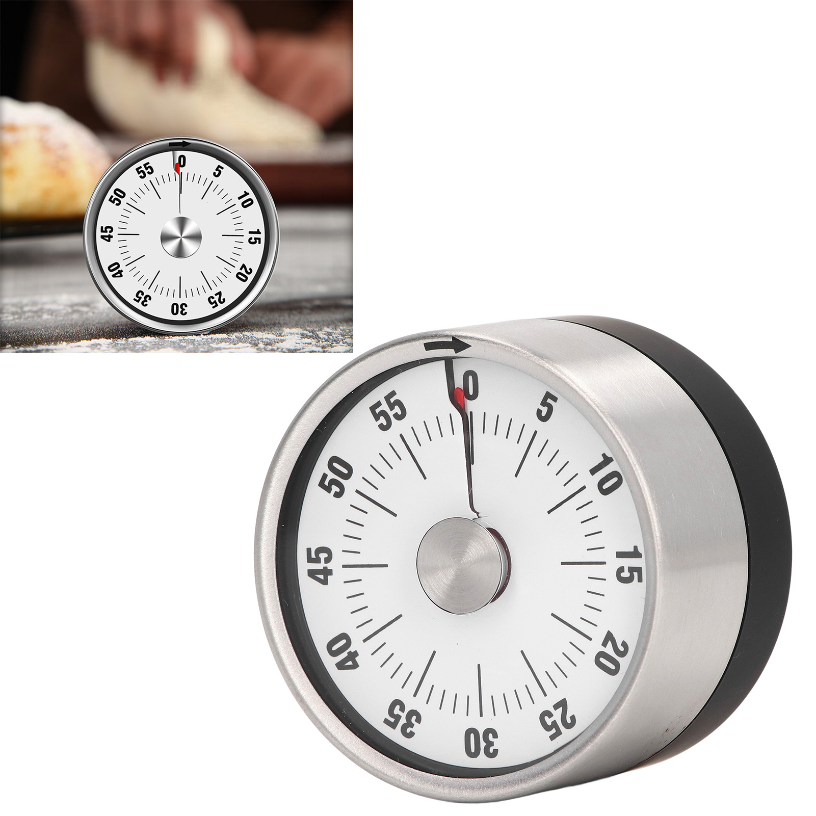 Magnetischer Timer Aus Edelstahl, 70 Db Alarm, Hohe Präzision, Optische Anzeige, Weiß.