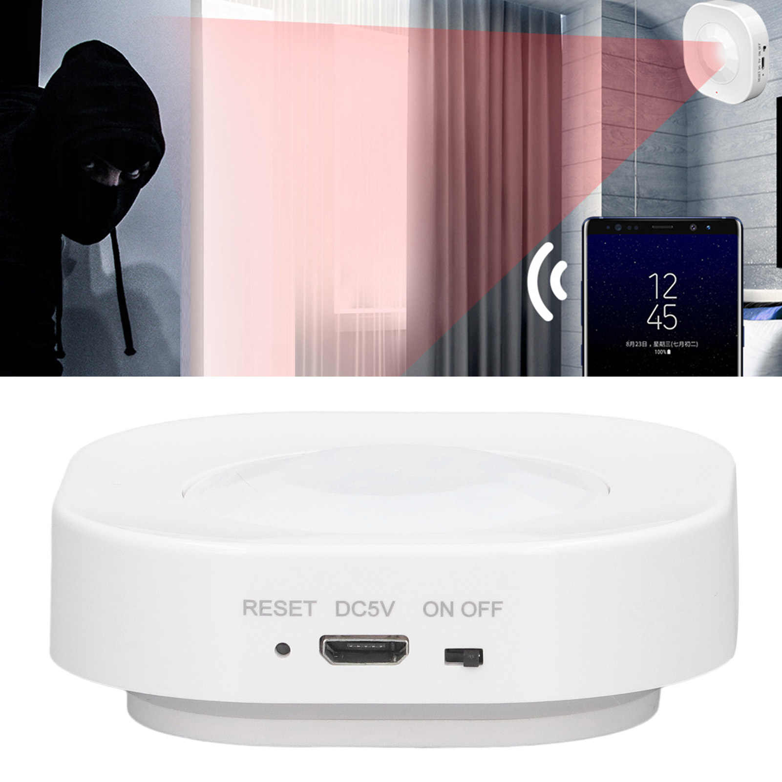 Intelligenter Wlan-infrarot-bewegungsmelder Mit Graffiti-funktion, Quadratisch, Batteriebetrieben, App-gesteuert, Alarmfunktion