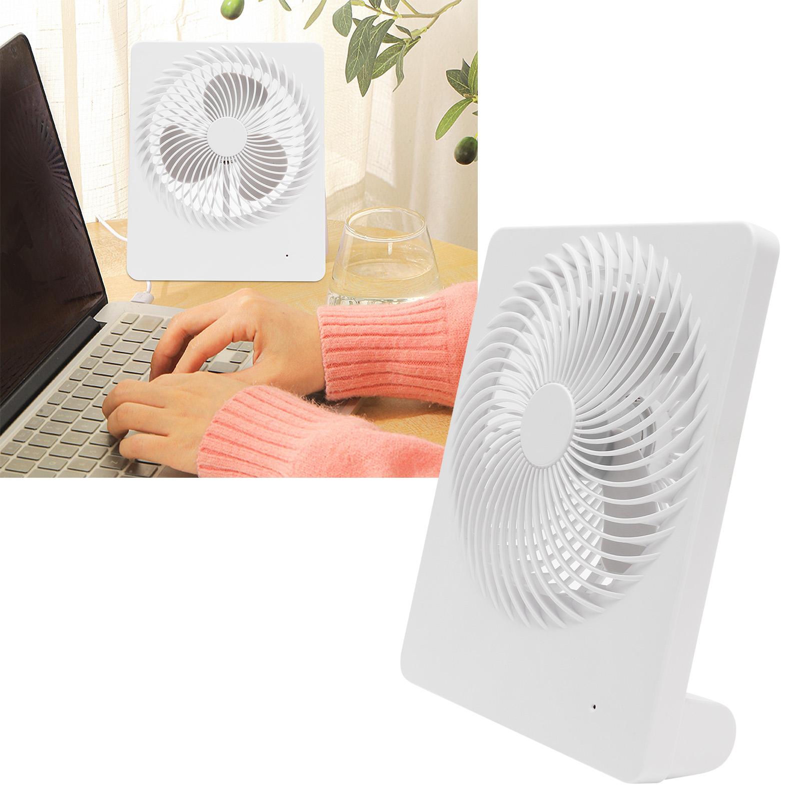 Tragbarer, Leiser, Per Usb Aufladbarer Tischventilator Kleiner Weißer Ventilator Für Zuhause, Büro Oder Studentenwohnung