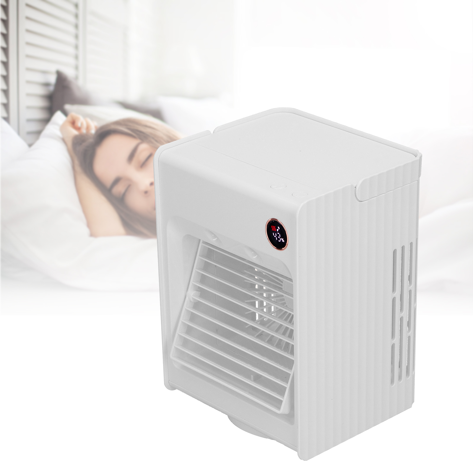 2-in-1 Oszillierender Luftbefeuchter-ventilator Mit Licht, Usb-ladefunktion, Luftkühler Für Zuhause Und Büro (weiß)