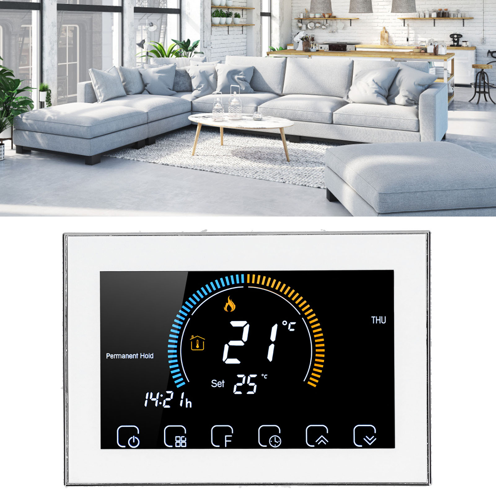 Intelligenter Thermostat Mit Lcd-touchscreen Zur Temperaturregelung Der Warmwasserbereitung Im Haushalt Ac95240v (bht8000ga Weiß)