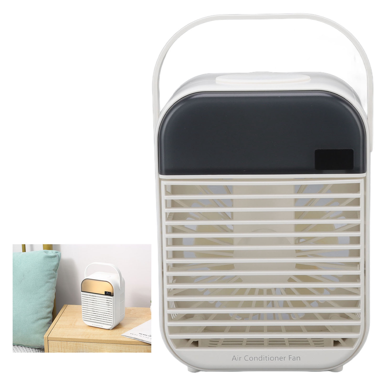 Batteriebetriebener Sprühventilator, Tisch-befeuchtungsgerät, Erfrischend, Usb-klimaanlagenventilator, Kleiner Ventilator, Weiß.