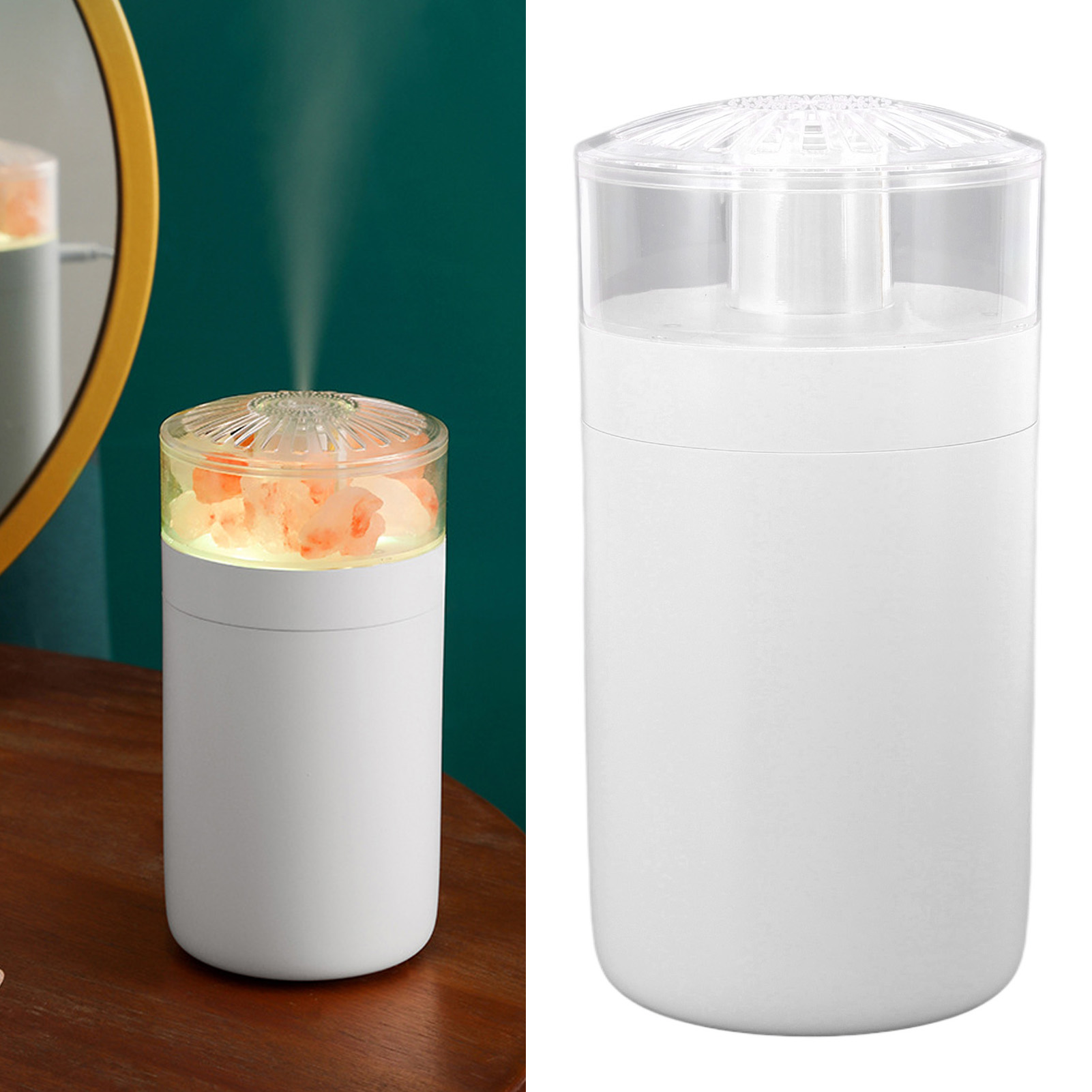 Mini-luftbefeuchter, Tragbar, 250 Ml, Usb-betrieben, Mit Bergkristallen, Ideal Für Auto, Büro, Schlafzimmer Und Wohnzimmer (weiß).