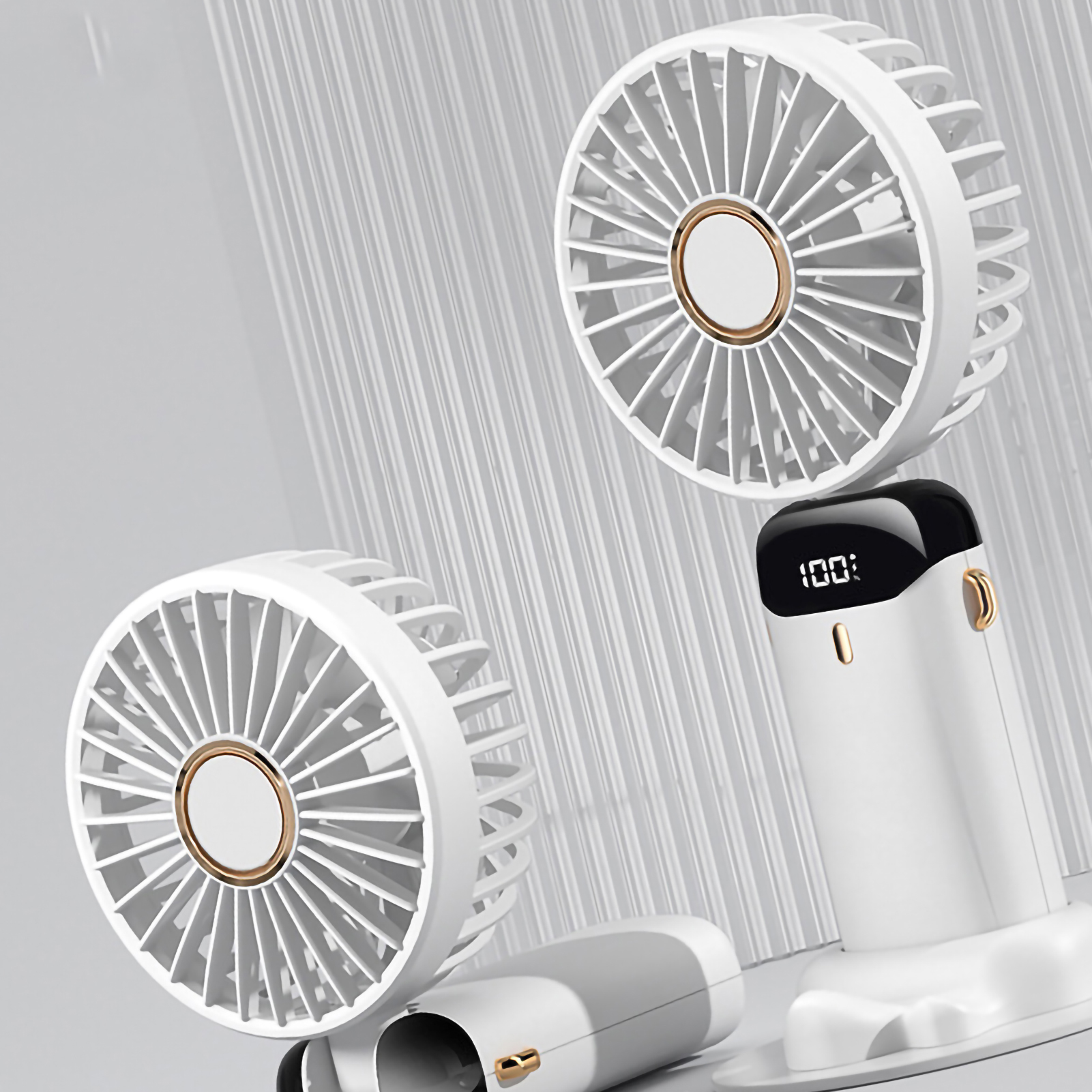 N15 Snow Peak White 3000m Usb Tragbarer Ventilator (neu 2022), Mini-tragbarer Ventilator Für Studenten, Digitalanzeige, Faltbar, Ideal Für Aromatherapie.