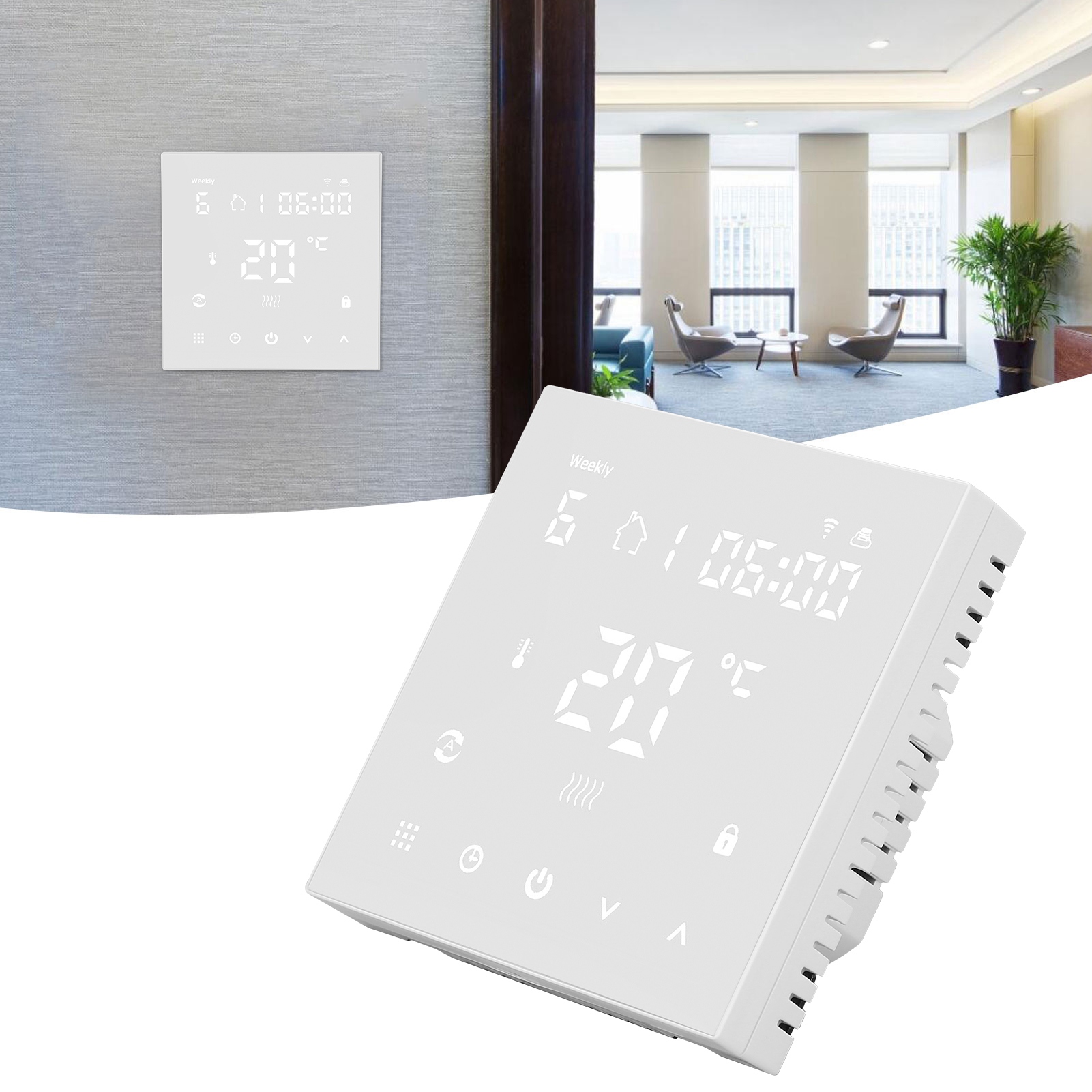 Intelligenter Thermostat Mit Digitalanzeige, 16 A, Mit Wlan-fernbedienung Für Mobiltelefone, Ac 90–240 V