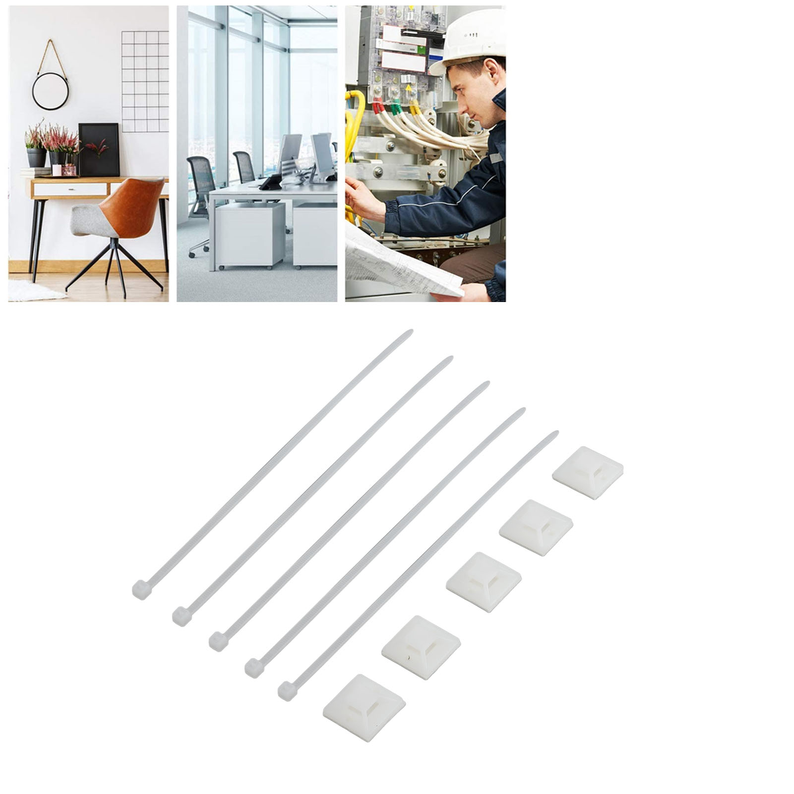 Selbstverriegelnder Saugnapf-positionierungsclip Für Nylon-kabelbinder, 25 X 25 Mm, Weiß.