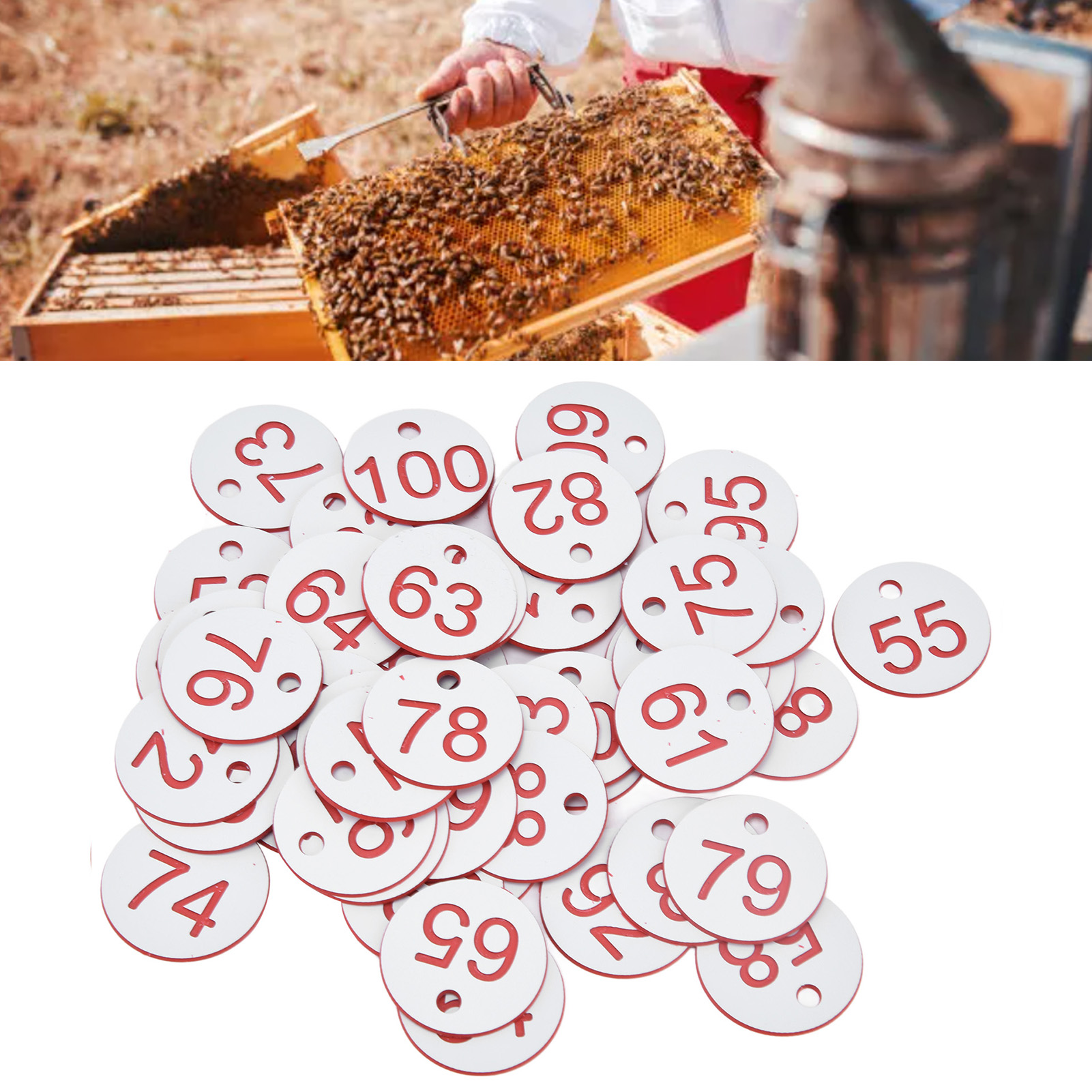 Bienenstock-kennzeichnungsetikett Mit Nummerierten Etiketten, Gestanzten Löchern, Weißen Bienenstockmarkierungen, 51-100