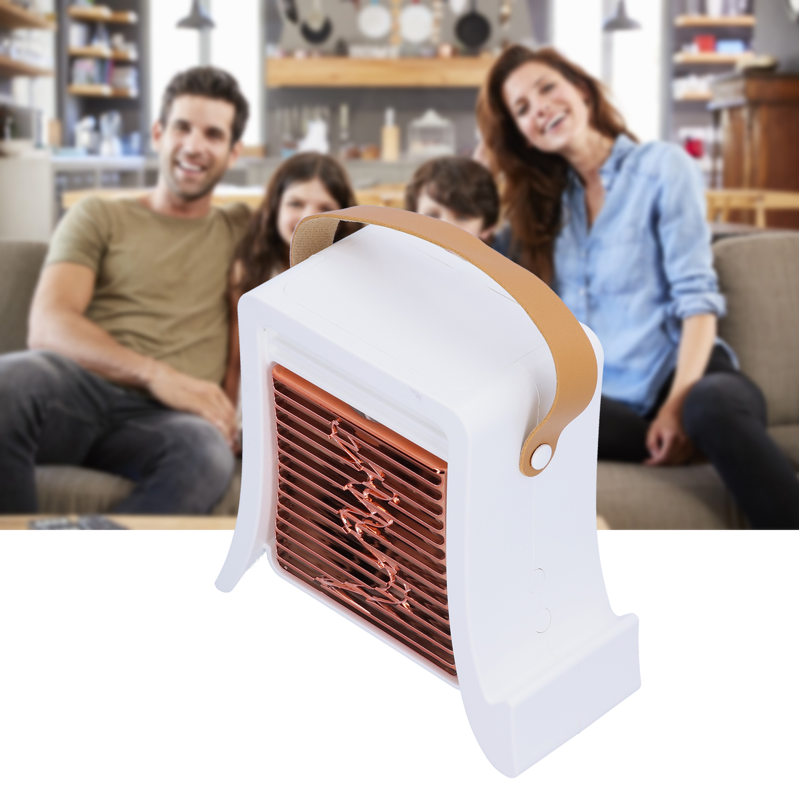 Wiederaufladbarer, Tragbarer Led-luftbefeuchter-ventilator Mit Usb-anschluss, Weiß, Für Wohn- Und Esszimmer