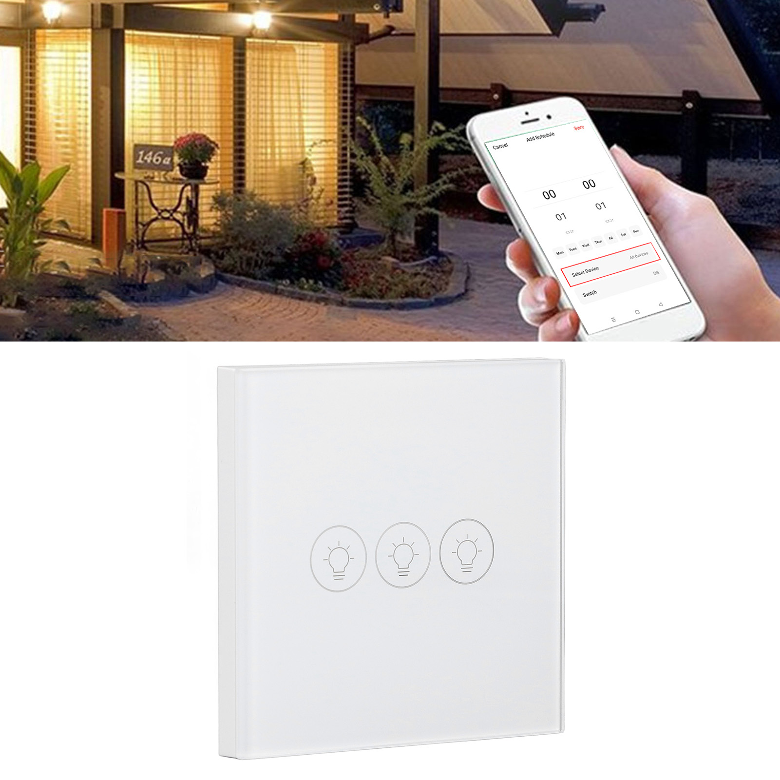 Wlan-touchschalter Mit Sprachsteuerung, Dimmer Und Timer Für Tuya 90-250v