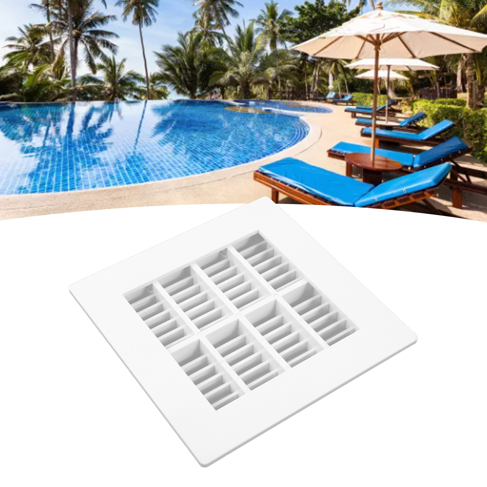 Sp-1029 Quadratischer Bodenablauf Für Schwimmbecken, 18,5 X 18,5 Cm, Korrosionsbeständig