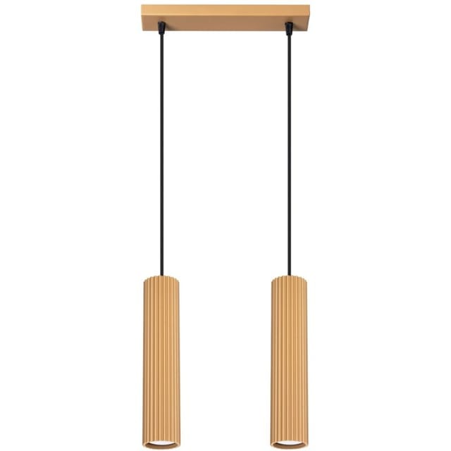 Licht-erlebnisse - Pendelleuchte Aluminium H: Max. 90 Cm In Gold Gu10 2-flammig Länglich Modern Hängelampe