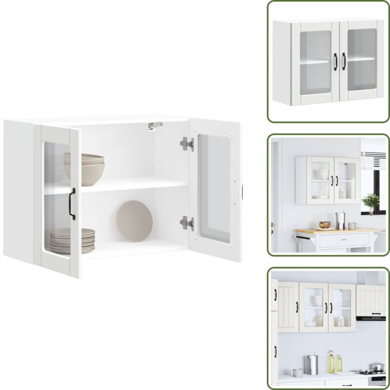 Küchen-hängeschrank Mit Glastür Lucca Weiß Holzwerkstoff - Küchen-wandschrank - Küchen-wandschränke - Wandschrank Küche - Küchenschrank