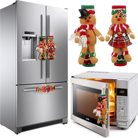 Weihnachtliche Kühlschrankgriffabdeckungen, 2 Stück, Bezauberndes Lebkuchen-design Für Küchengerätegriffe, Kühlschrank, Mikrowelle Und Geschirrspüler