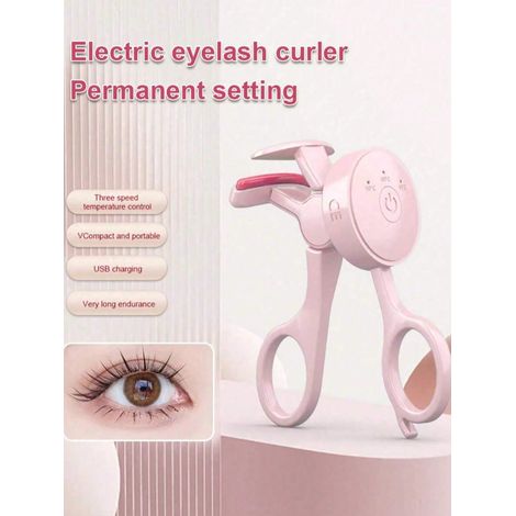 Elektrische Wimpernzange Mit Usb-anschluss, Beheizbar, 3 Einstellbare Temperaturstufen, Anti-verbrennungs-bürste, Geeignet Für Alle Augenformen, Tragbares Styling-werkzeug, Farbe: Rosa.