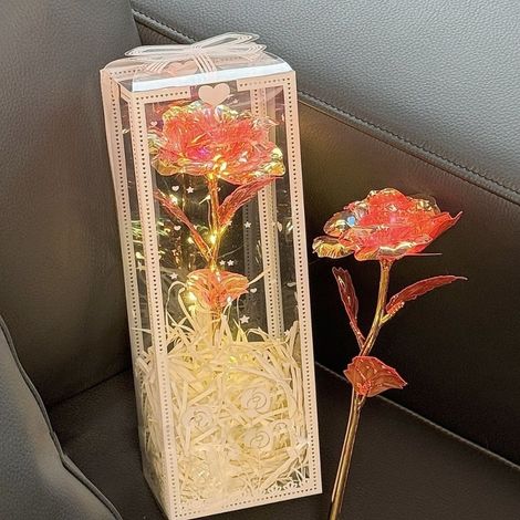 Neues Led-nachtlicht, Künstliche Rose, Hochzeitsgeschenk Mit Verpackungsbox, Geschenkdekoration