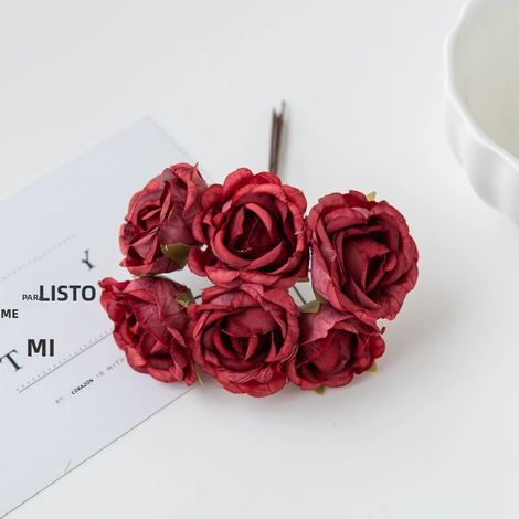 Künstliche Seidenbrosche Mit Teerosenmotiv, 6 Stück, Diy-geschenk Für Die Braut, Weihnachtsdekoration Für Zuhause Und Zimmer