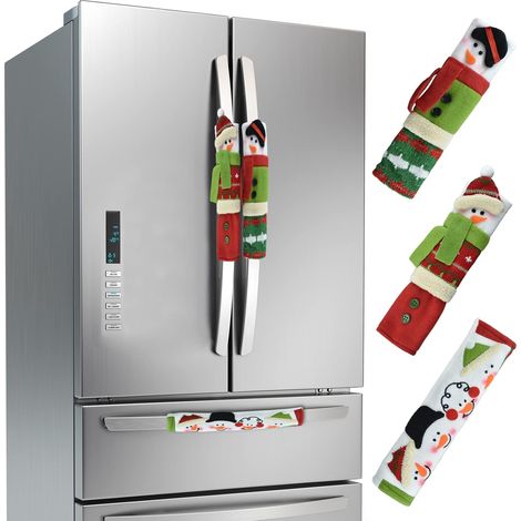 3er-set Weihnachtliche Schneemann-kühlschrankgriffabdeckungen Für Haushaltsgeräte, Weihnachtsdekoration Für Kühlschrank, Mikrowelle, Geschirrspüler Und Küchengeräte