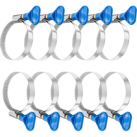 Set Mit 10 Edelstahl-schlauchschellen Mit Flügelmuttern - 25-40 Mm - Verstellbare Klemmen Mit Griff - Für Wasserschläuche