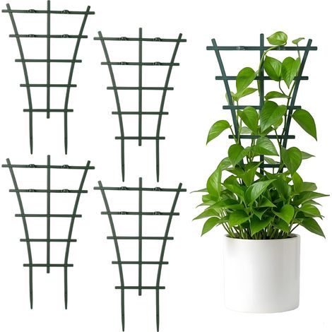 Set Mit 4 Mini-rankgittern Aus Kunststoff, Stützen Für Gartenpflanzen, Kleine Topf-kletterpflanzen