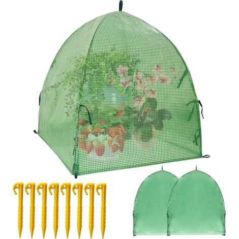 2-teiliges Frostschutz-pflanzenschutzset, 56 Cm X 56 Cm Erhöhtes Gartenzelt Mit Feuchtigkeitskuppel Für Keimung Und Vermehrung