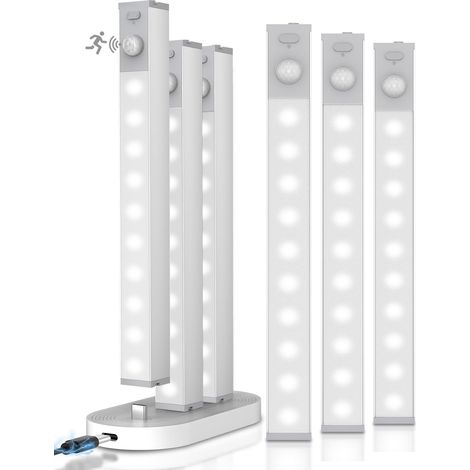 Kabellose, Wiederaufladbare Led-schrankleuchte Mit Ladestation, Led-streifen Mit Bewegungssensor Für Wäscheschrank, Bücherregal, Treppenhaus, Flur, 18 Cm, 6 Stück