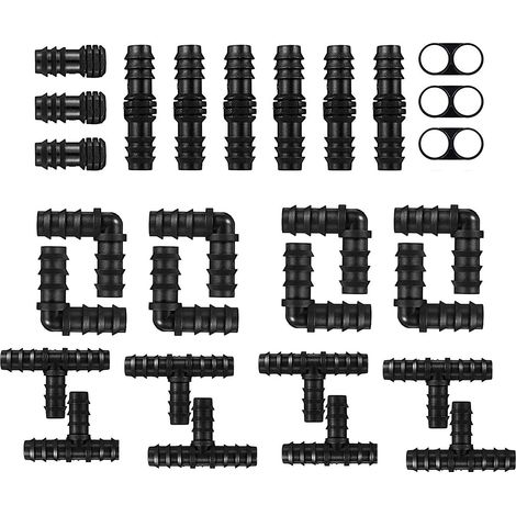 Packung Mit 100 Tropfbewässerungs-anschlussstücken Für 1/2"-schläuche, Bestehend Aus 30 T-stücken, 30 Fittings Und 20 Winkelstücken
