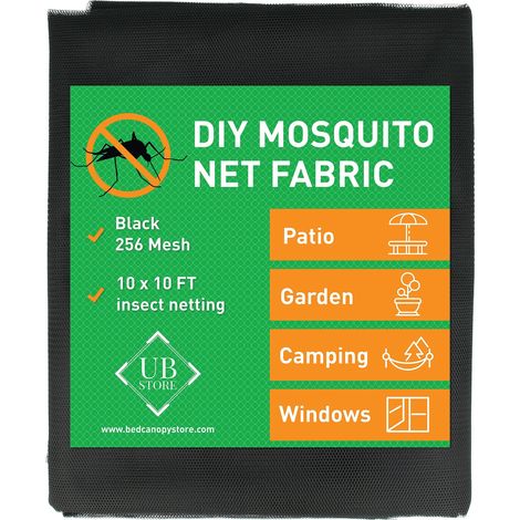 Schwarzes Moskitonetz 3x3 Meter, Insektenschutzgewebe Für Garten, Terrasse, Pergola, Balkon Und Fenster, Feinmaschig, Zuschneidbar