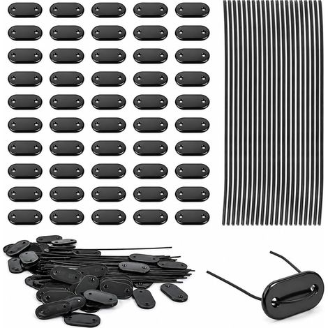 Packung Mit 50 Schwarzen Pvc-sichtschutz-befestigungsclips Mit 50 Befestigungselementen (15 Cm), Befestigungsclips Für Pvc-schilfzäune, Gartensichtschutzwände Und Starre Zäune