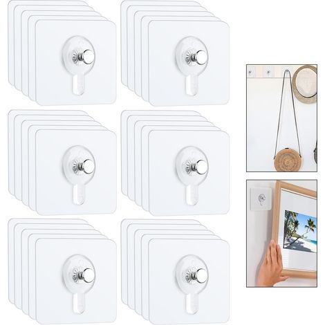 30er-packung Bilderhaken Zum Aufhängen Ohne Bohren, Transparente Wandhaken, Selbstklebende Haken Für Bilderrahmen, Spiegel, Gemälde Und Wanddekoration