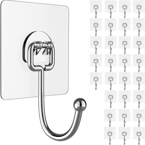 Hochleistungs-klebehaken Für Die Wand, Tragkraft Bis 20 Kg (max.), 30er-pack, Kein Bohren Erforderlich, Rückstandsfrei Entfernbar, Wasser- Und Rostfrei, Vielseitig Einsetzbar Für Bad, Küche Und Hausha