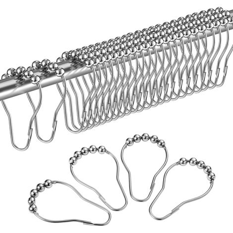 Verchromte Duschvorhanghaken Und -ringe Aus Edelstahl (24 Stück, Silberfarben)