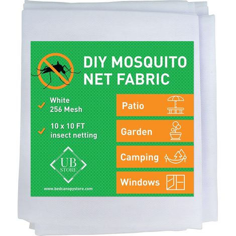 Weißes Moskitonetz 3x3 Meter, Insektenschutz Für Garten, Terrasse, Pergola, Balkon Und Fenster, Feinmaschig, Zuschneidbar