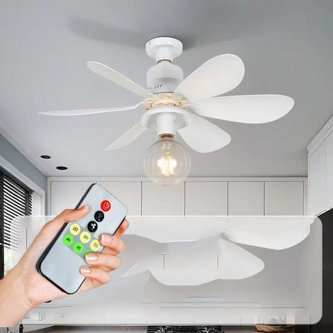 Leiser 52-cm-deckenventilator Mit Fernbedienung, 3 Geschwindigkeitsstufen, Timer, Weißem Abs-motor (ohne Beleuchtung)