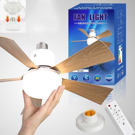 Deckenventilator Mit Licht, 30 W, E27, 3 Geschwindigkeitsstufen, Timer, Fernbedienung, 3000 K–6500 K, Leiser Betrieb Für Schlaf- Und Wohnzimmer