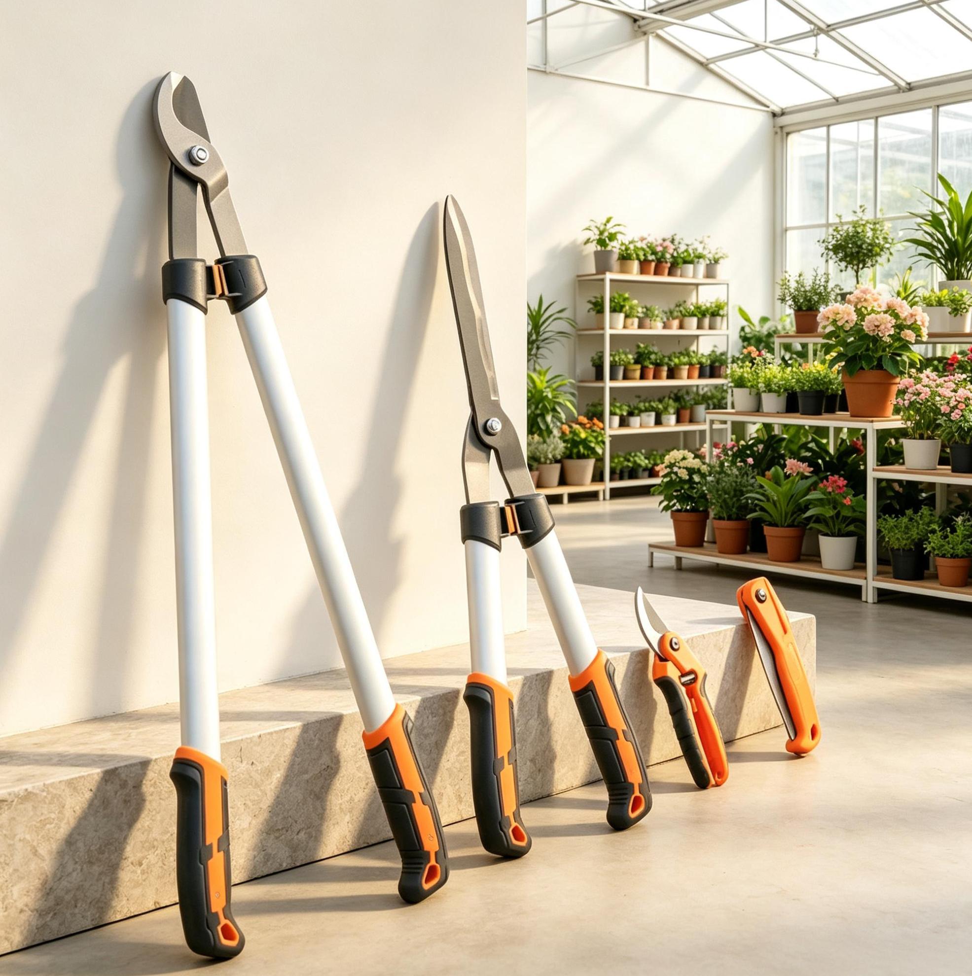 4-teiliges Gartenschneidset Mit Klappsäge, Aluminium, Orange Okmyhome