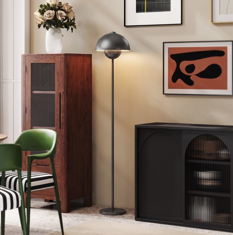 Graue Metall-stehleuchte Mit Fußschalter, E27-fassung, H 155 Cm Okmyhome