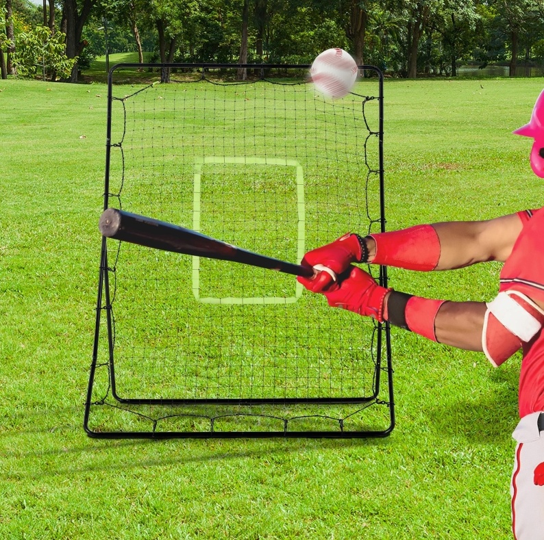 Baseball-rückprallnetz 123 X 90 X 174 Cm, Schwarzes Metallgestell Okmyhome