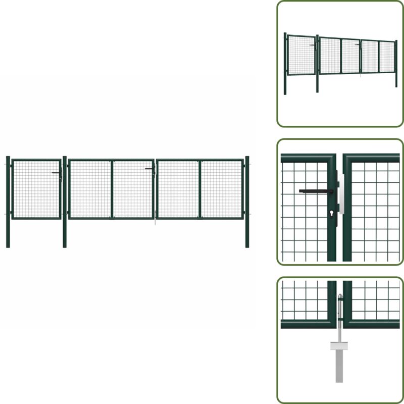 Gartentor Stahl 400 X 75 Cm Grün - Gartentor - Stahltür - Zaunteil - Hauseingang - Sicherheitszaun