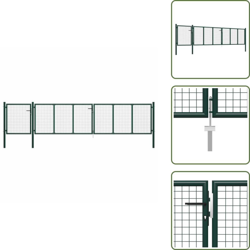 Gartentor Stahl 500×75 Cm Grün - Zaun - Gartentor - Stahltür - Hauseingang - Sicherheitszaun