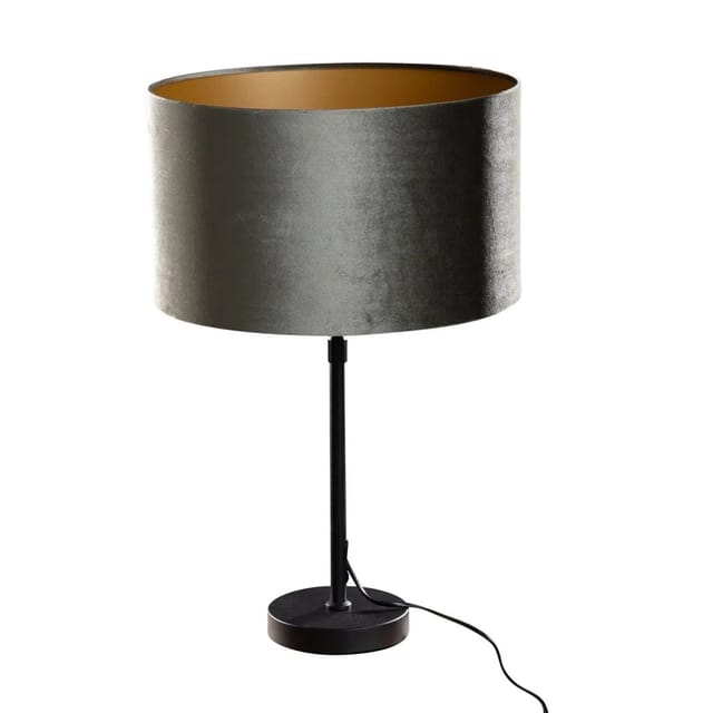 Tischleuchte Schwarz Mit Grünem Samtschirm 35cm - Parte