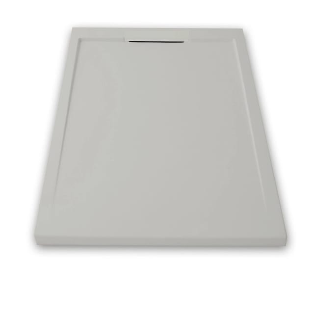 Mineralguss-duschwanne Extra Flach Lux Schieferoptik Grau 80x130cm Auslaufschutz In Farbe