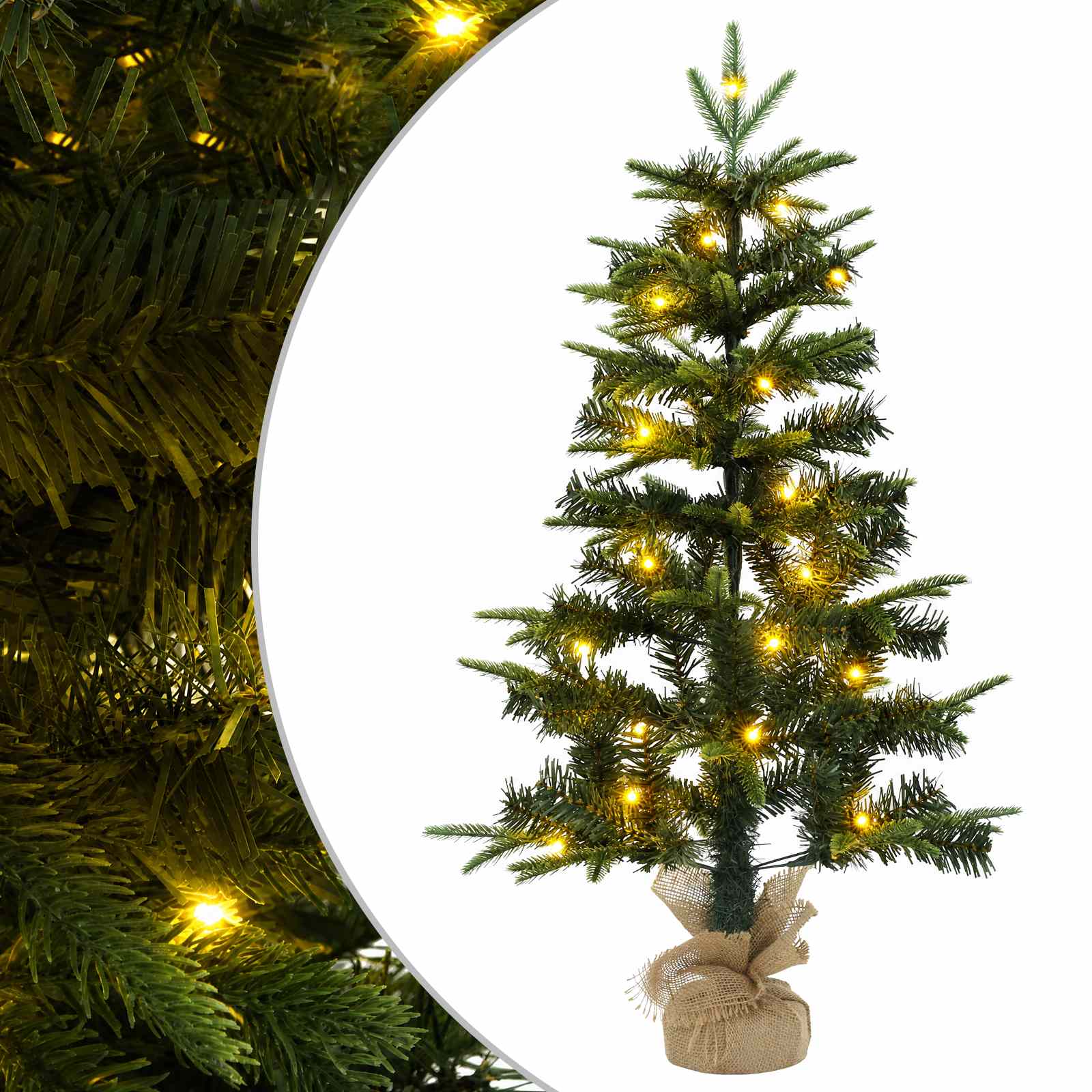 Mini Weihnachtsbaum 90 Cm 50 Leds Warmes Weiß Pvc Und Pe Grün Vidaxl