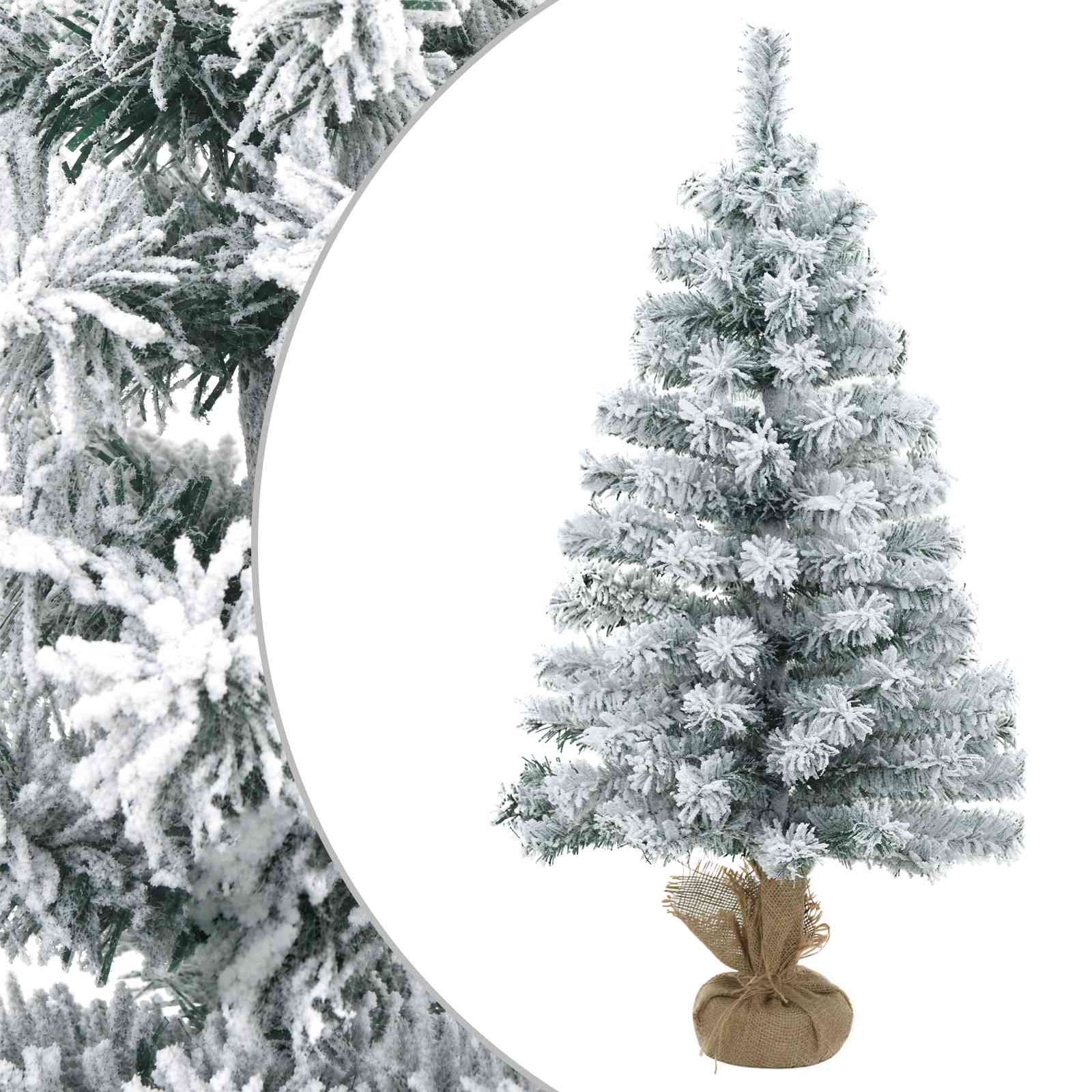 Mini-weihnachtsbaum Beflockt 90 Cm Pvc Grün Und Weiß Vidaxl
