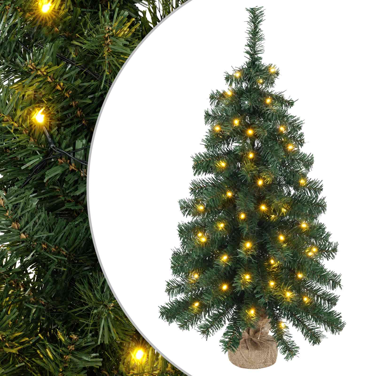 Mini Weihnachtsbaum 60 Cm 25 Leds Warmes Weiß Pvc Grün Vidaxl