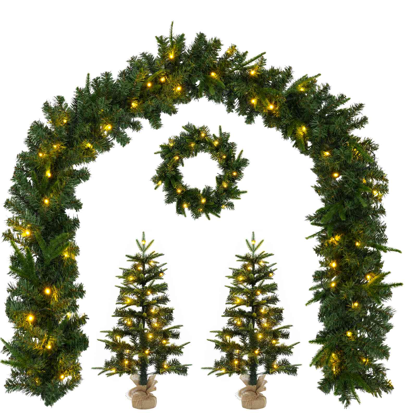 Mini-weihnachtsbaum-set 45 Cm 125 Leds Warmes Weiß Pvc Und Pe Vidaxl