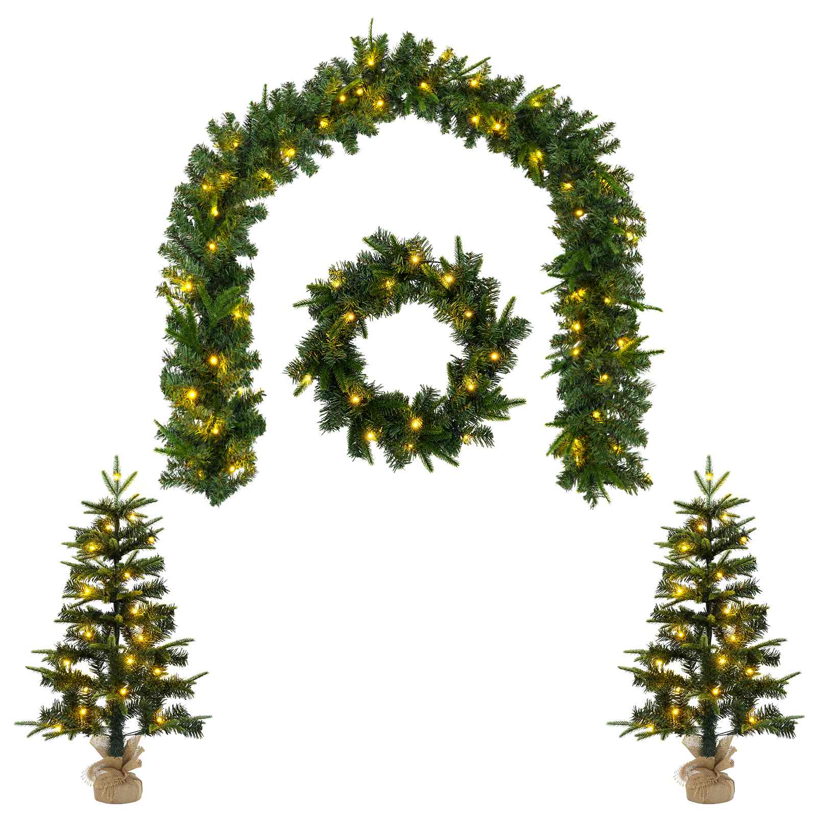 Mini-weihnachtsbaum-set 60 Cm 125 Leds Warmes Weiß Pvc Und Pe Vidaxl