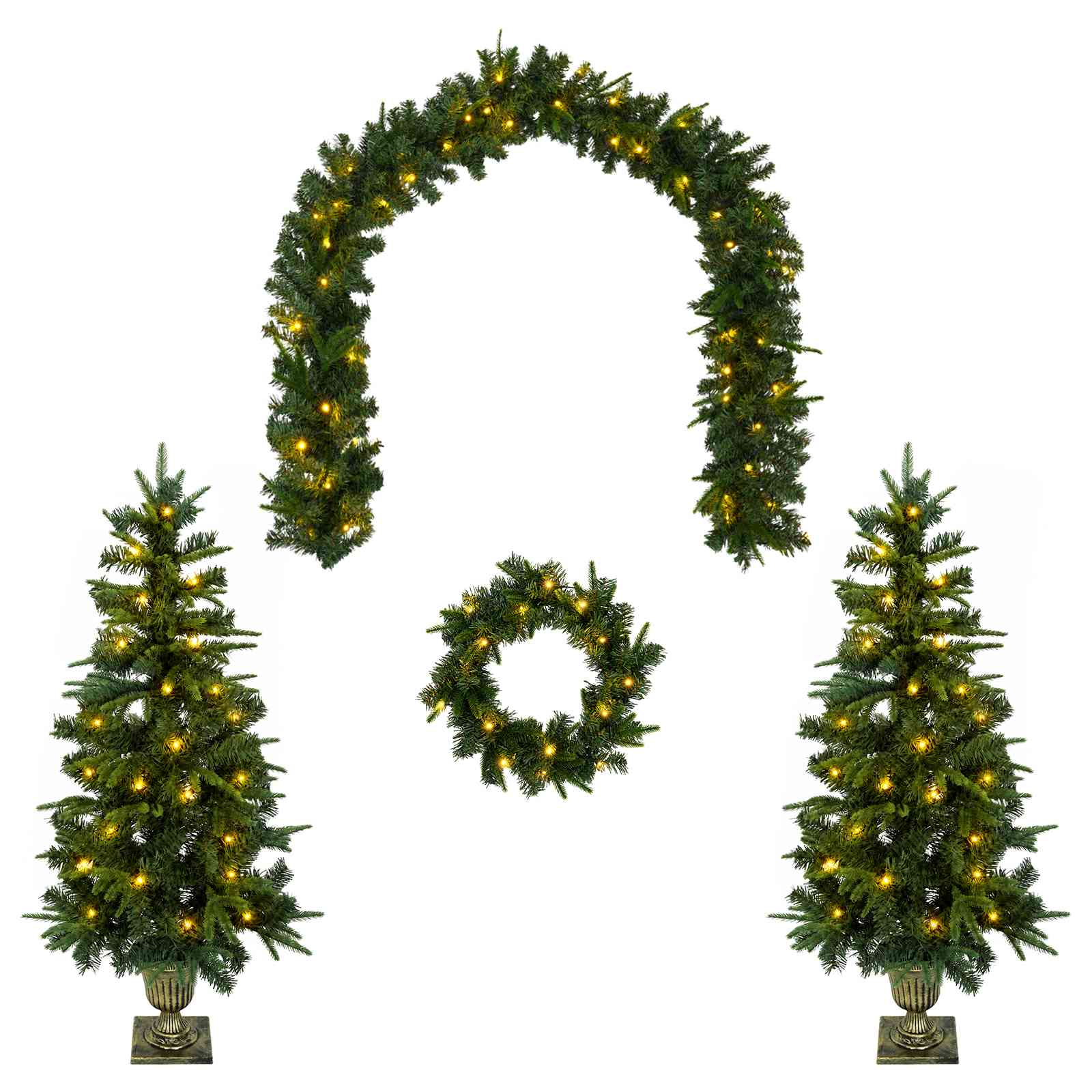 Mini-weihnachtsbaum-set 120 Cm 275 Leds Warmes Weiß Pvc Und Pe Vidaxl