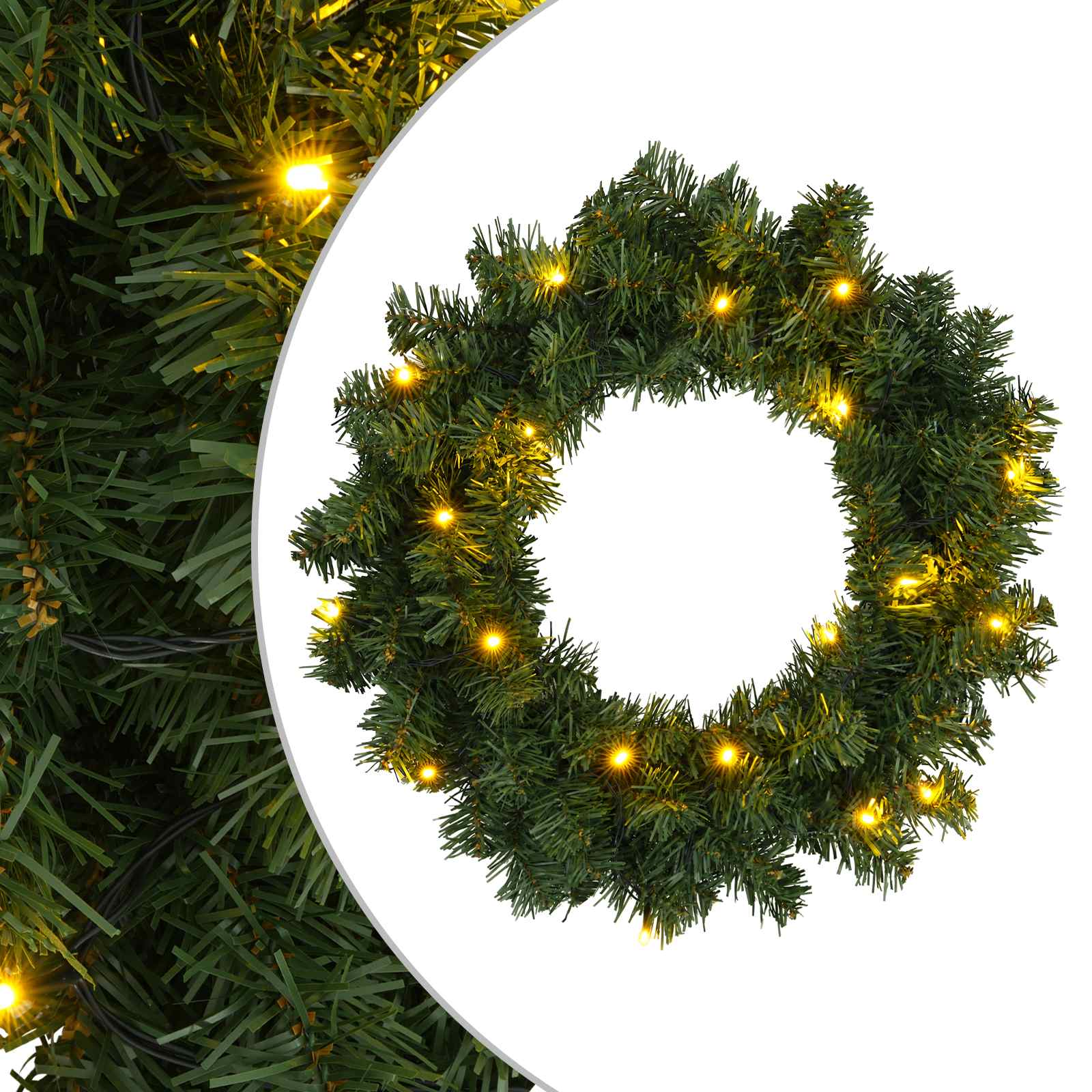 Weihnachtskranz Grün Ø 30 Cm Pvc 25 Leds Vidaxl